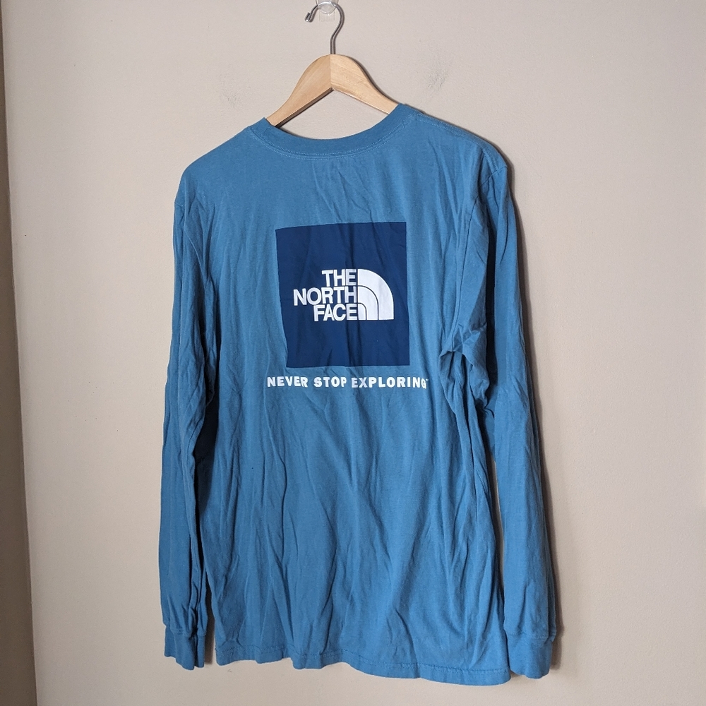 The North Face Men's Logo Graphic Long Sleeve Tee Shirt Blue Size Large - Picture 2 of 5